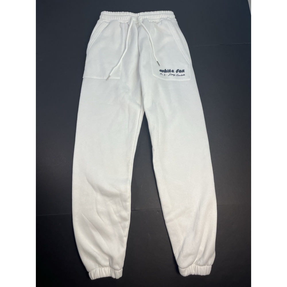 White Fox Era 8 Sweatpants Women's Size Small White Lounge Essentials Drawstring